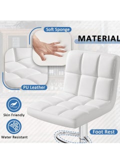 LANNY Jeffcoco Furniture PU Leather Bar Stool High Chair Adjustable Bar Chair with Metal Base for Kitchen,Bar Counter (White 1 piece)  - Image 3