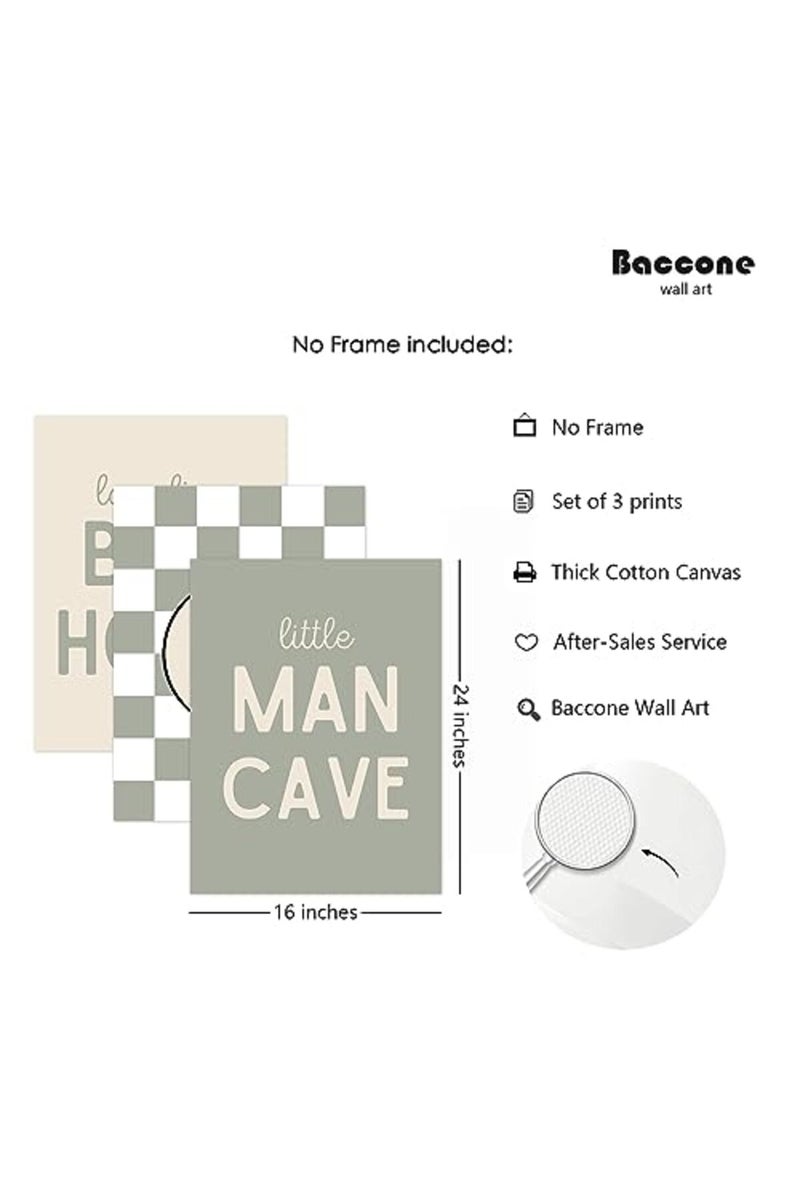 Baccone Nursery Wall Art Set of 3 Baby Boys Canvas Wall Art Pictures Smiley Happy Face Wall Decor Kids Prints Toddler Painting Boho Baby Boy Poster Sage Green Artwork for Room Bedroom 16x24 Inch Unframed - Image 3