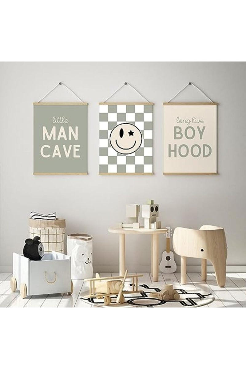 Baccone Nursery Wall Art Set of 3 Baby Boys Canvas Wall Art Pictures Smiley Happy Face Wall Decor Kids Prints Toddler Painting Boho Baby Boy Poster Sage Green Artwork for Room Bedroom 16x24 Inch Unframed - Image 4