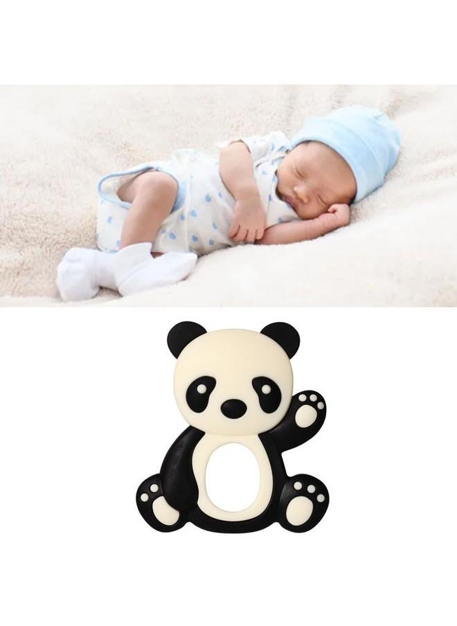 NIBEMINENT Baby Teether Toy Panda Shaped Teething Silicone Adorable Soothe Tooth Gum Toy for Infants Kids Black  - Image 5