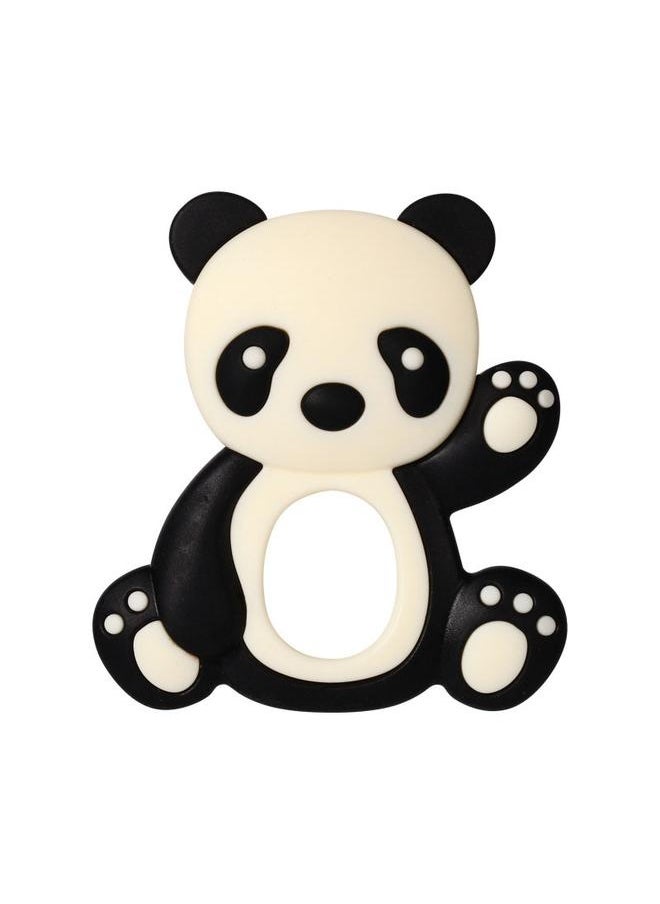 NIBEMINENT Baby Teether Toy Panda Shaped Teething Silicone Adorable Soothe Tooth Gum Toy for Infants Kids Black  - Image 1