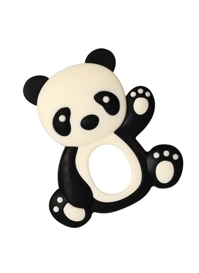 NIBEMINENT Baby Teether Toy Panda Shaped Teething Silicone Adorable Soothe Tooth Gum Toy for Infants Kids Black  - Image 4