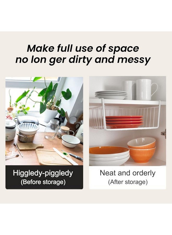 Go Hooked 12 Inch Undershelf Storage Basket Pack of 1 | Multipurpose Under Shelf Organizer | Hanging Wire Basket for Cabinet, Shelf, Pantry, Cupboard, Closet, Desk, and Bathroom (White) - Image 3