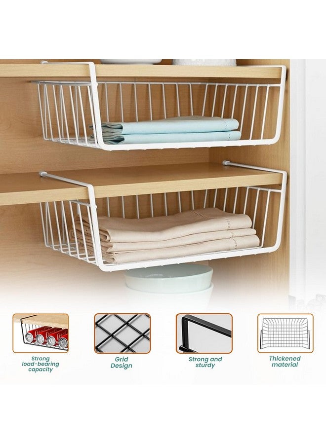 Go Hooked 12 Inch Undershelf Storage Basket Pack of 1 | Multipurpose Under Shelf Organizer | Hanging Wire Basket for Cabinet, Shelf, Pantry, Cupboard, Closet, Desk, and Bathroom (White) - Image 5