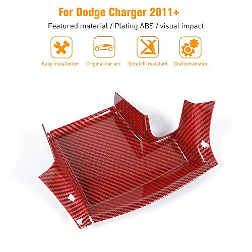 JeCar إكسسوارات داخلية من JeCar لكونسول الوسط، لوحة تخزين عصا التروس لسيارة دودج تشارجر 2011-2020، ألياف كربونية حمراء، 4 قطع - Image 2