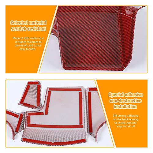 JeCar إكسسوارات داخلية من JeCar لكونسول الوسط، لوحة تخزين عصا التروس لسيارة دودج تشارجر 2011-2020، ألياف كربونية حمراء، 4 قطع - Image 3