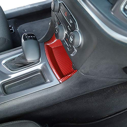 JeCar إكسسوارات داخلية من JeCar لكونسول الوسط، لوحة تخزين عصا التروس لسيارة دودج تشارجر 2011-2020، ألياف كربونية حمراء، 4 قطع - Image 5