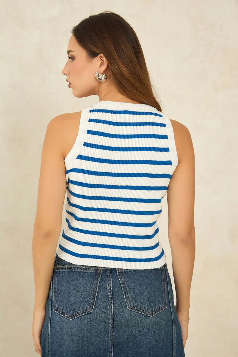 فيرجيو Cotton Striped Brunchwear Tops for Women