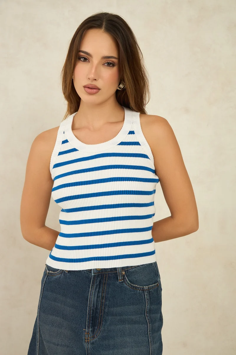 فيرجيو Cotton Striped Brunchwear Tops for Women