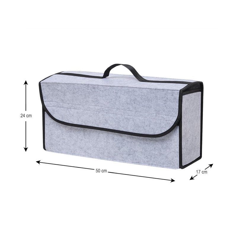 JVCV منظم صندوق السيارة الكبير من فيلت ®، ملحقات السيارة غير القابلة للانزلاق للسيارات الرياضية، السيدان، الشاحنة، الميني فان - رمادي فاتح - Image 2