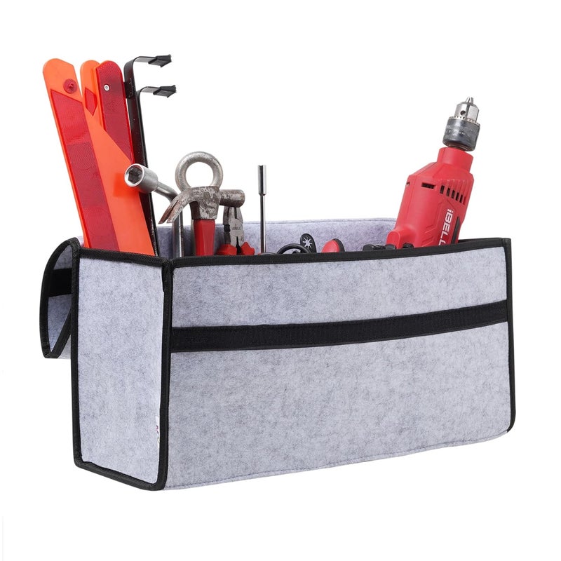 JVCV منظم صندوق السيارة الكبير من فيلت ®، ملحقات السيارة غير القابلة للانزلاق للسيارات الرياضية، السيدان، الشاحنة، الميني فان - رمادي فاتح - Image 5