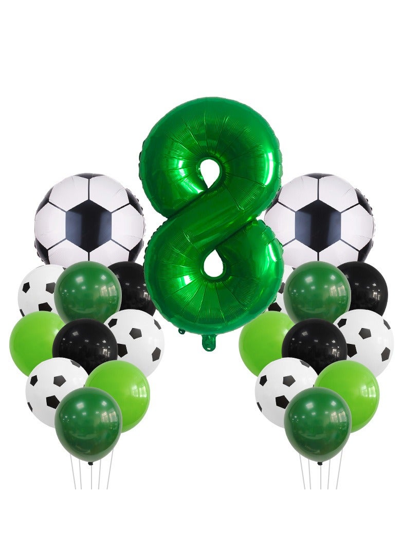 MIXDE 32 Inch Soccer Balloons Set 5st Birthday Decoration Green Number 5 Foil Soccer Balloon Black Star Balloons for Children's Boys Birthday Party Football Themed Party Supplies (8) - Image 1