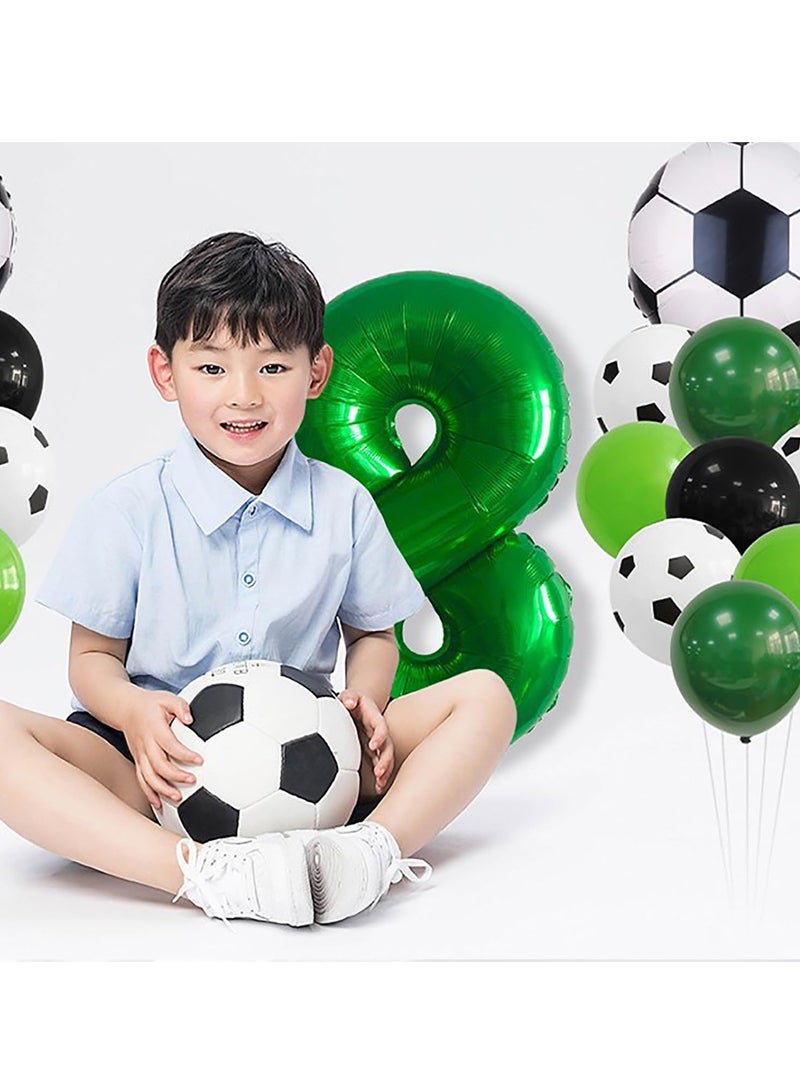 MIXDE 32 Inch Soccer Balloons Set 5st Birthday Decoration Green Number 5 Foil Soccer Balloon Black Star Balloons for Children's Boys Birthday Party Football Themed Party Supplies (8) - Image 5