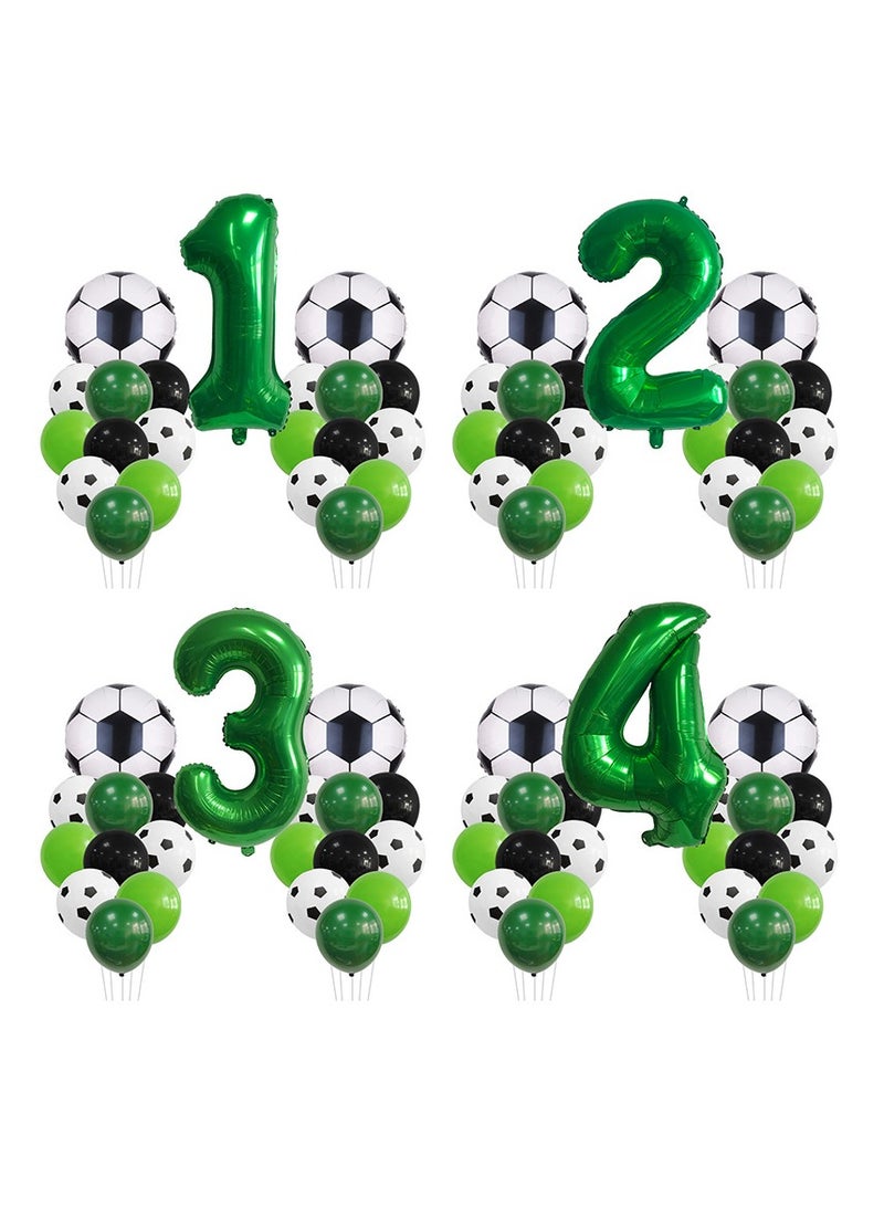 MIXDE 32 Inch Soccer Balloons Set 5st Birthday Decoration Green Number 5 Foil Soccer Balloon Black Star Balloons for Children's Boys Birthday Party Football Themed Party Supplies (8) - Image 2