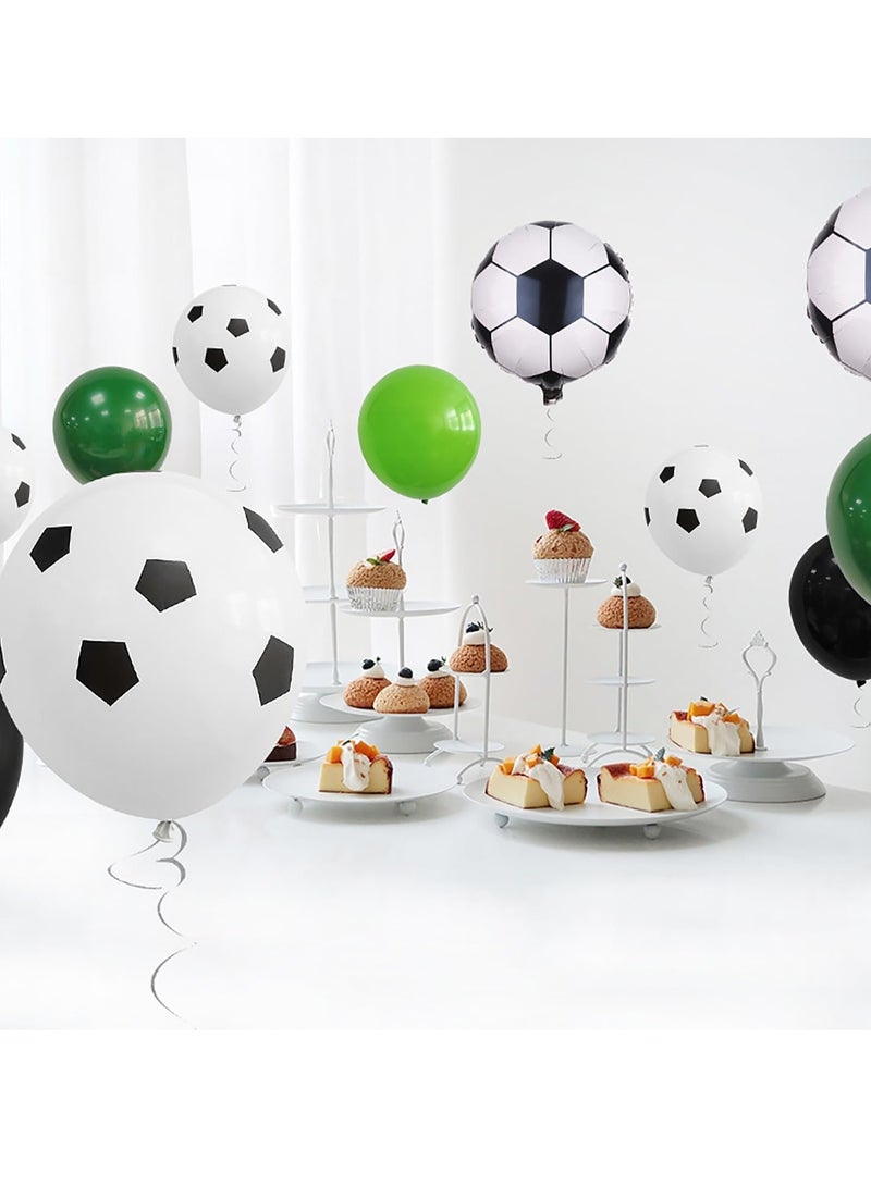 MIXDE 32 Inch Soccer Balloons Set 5st Birthday Decoration Green Number 5 Foil Soccer Balloon Black Star Balloons for Children's Boys Birthday Party Football Themed Party Supplies (8) - Image 4