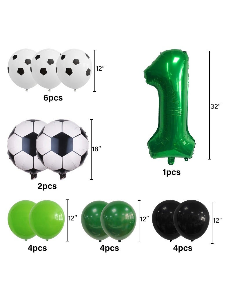 MIXDE 32 Inch Soccer Balloons Set 5st Birthday Decoration Green Number 5 Foil Soccer Balloon Black Star Balloons for Children's Boys Birthday Party Football Themed Party Supplies (8) - Image 3