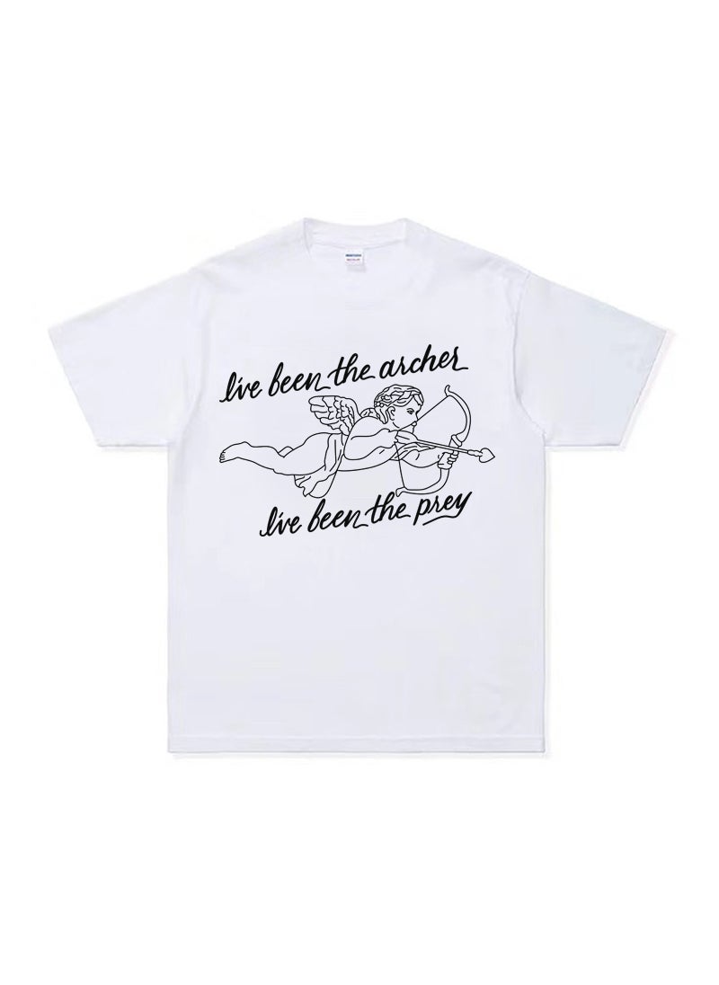 Generic - Short Sleeve T-Shirt Album Track Archer Taylor Swift Cupid Youth Spring Autumn Straight Cut Wool Blend round Neck T-Shirt White - Image 1