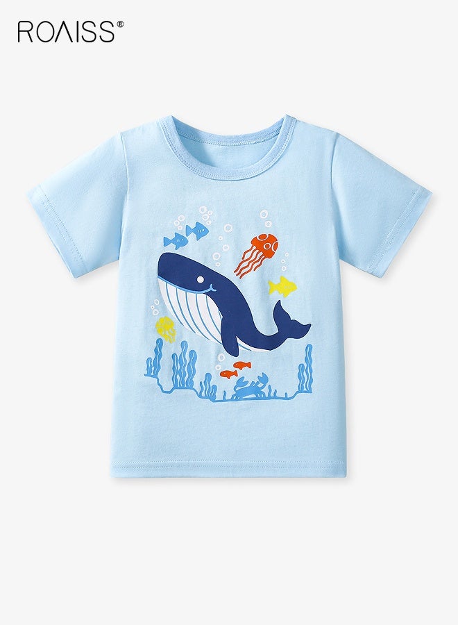 roaiss Boys' 3 Pack Short Sleeve Crewneck T-Shirt Set, Stylish Unique T shirts for Boys, Summer Cartoon Tops, Suitable for Daily Wear or Any Occasion  - Image 4