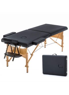 BestMassage طاولة قابلة للحمل بطول 84 بوصة وعرض 28 بوصة وارتفاع قابل للتعديل 2 قابلة للطي لتدليك الوجه وسرير صالون مع حقيبة حمل، عدد 1 (عبوة من 1)، أسود  - Image 1