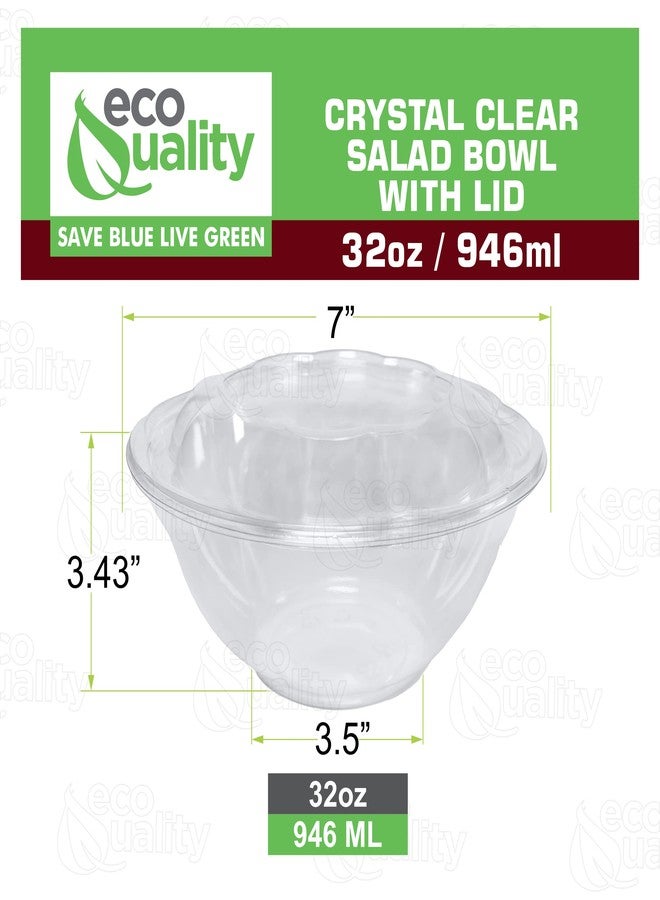 EcoQuality 32oz Salad Bowls To-Go with Lids (150 Count) - Clear Plastic Disposable Salad Containers | Airtight, Lunch, Salads, Parfait, Fruits, Leak Proof, Airtight, Fresh, Meal Prep | Rose Bowl Container (32oz) - Image 3