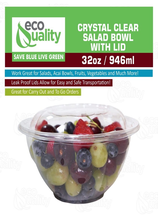 EcoQuality 32oz Salad Bowls To-Go with Lids (150 Count) - Clear Plastic Disposable Salad Containers | Airtight, Lunch, Salads, Parfait, Fruits, Leak Proof, Airtight, Fresh, Meal Prep | Rose Bowl Container (32oz) - Image 5