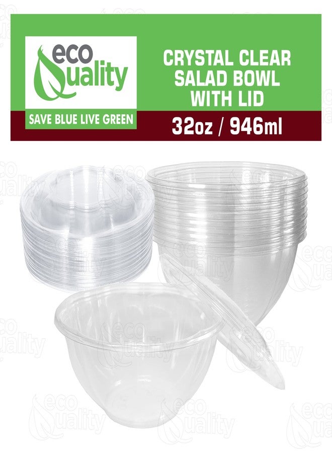 EcoQuality 32oz Salad Bowls To-Go with Lids (150 Count) - Clear Plastic Disposable Salad Containers | Airtight, Lunch, Salads, Parfait, Fruits, Leak Proof, Airtight, Fresh, Meal Prep | Rose Bowl Container (32oz) - Image 4