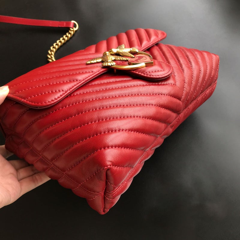New Pinko Same Sheepskin Love V Pattern Pillow Bag High Quality Shoulder Crossbody Swallow Bag Women'S Bag Wedding Bag - Image 4
