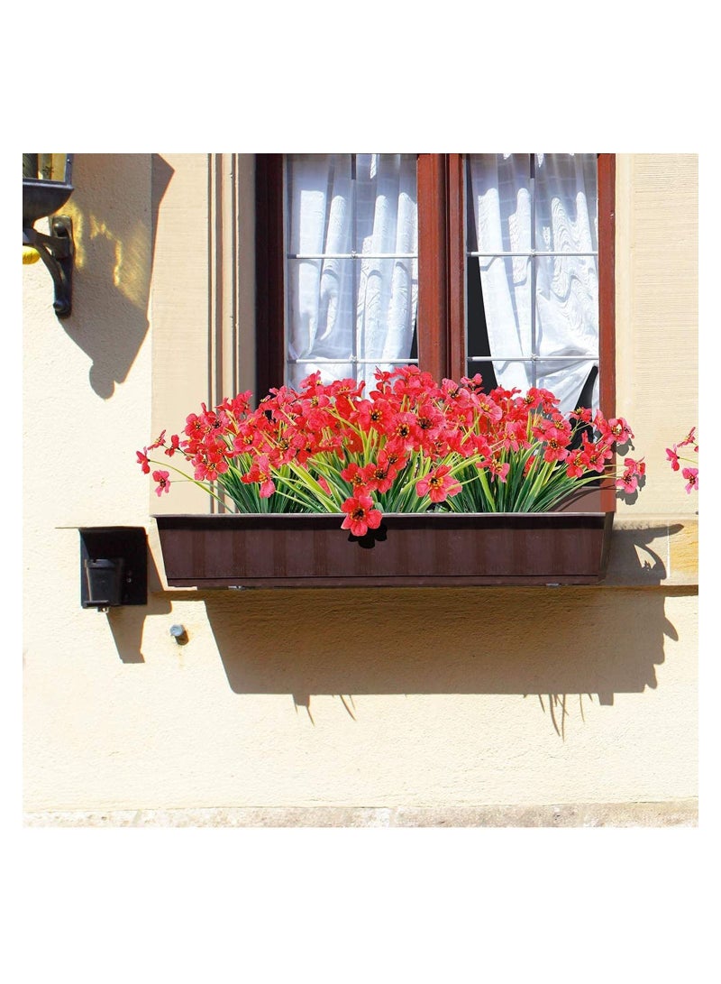 SYOSI Artificial Flowers, 12 Bundles Outdoor UV Resistant Fake Flowers, No Fade Faux Plants, Garden Porch Window Box Decorating, for Home Wedding Decoration Party (Deep Red) - Image 3