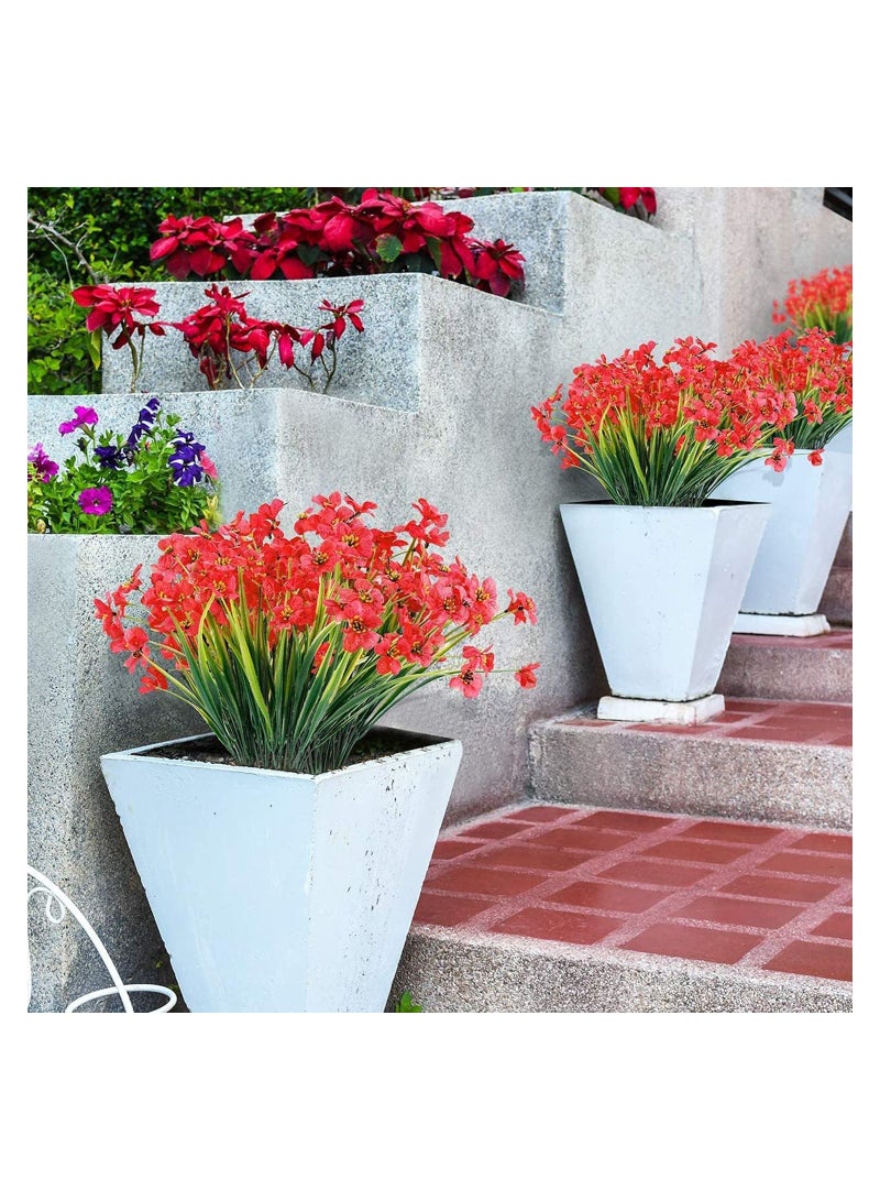 SYOSI Artificial Flowers, 12 Bundles Outdoor UV Resistant Fake Flowers, No Fade Faux Plants, Garden Porch Window Box Decorating, for Home Wedding Decoration Party (Deep Red) - Image 4