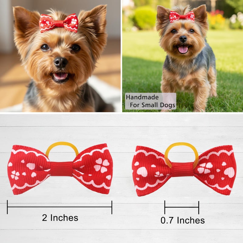 QingHan Puppy Dog Hair Bows: 2 inches with Rubber Bands Small Pet Grooming Girl Doggy Accessories 100pcs (50 Pairs) - Image 4