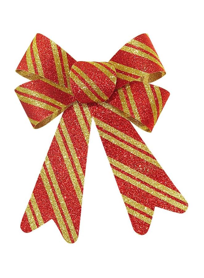 Christmas Bows 2-Piece Set, 14 cm x 20 cm Size, Red/Gold