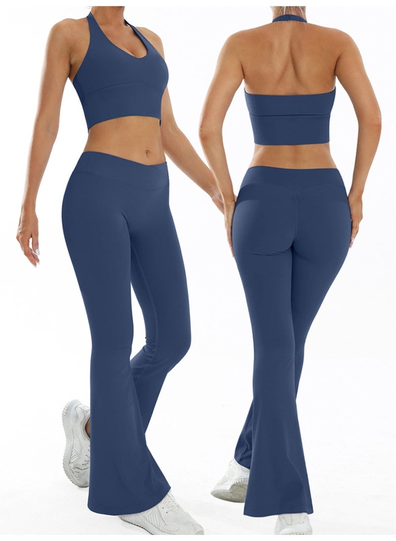 general Women 2PCS Sportswear Gym Workout Clothes Yoga Sets Sport Bra Push Up Flared Leggings Fitness Suits - Image 1