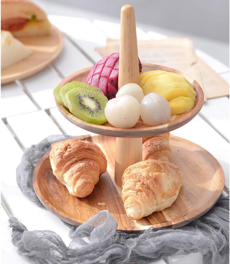 كلاراكو 2/ حامل كيك خشبي، صينية تقديم، طبق فواكه، حامل كب كيك، خشب، 3 طبقات - Image 3
