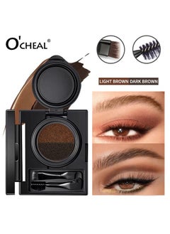 OCHEAL Double Colour-Air Cushion Eyebrow Cream, 2 Color Luxury Brow Powder, Eyebrow Shaping For Full Thick Arches, for Eye Makeup, Shaping and Defining Eyebrows, with Brush  - Image 2