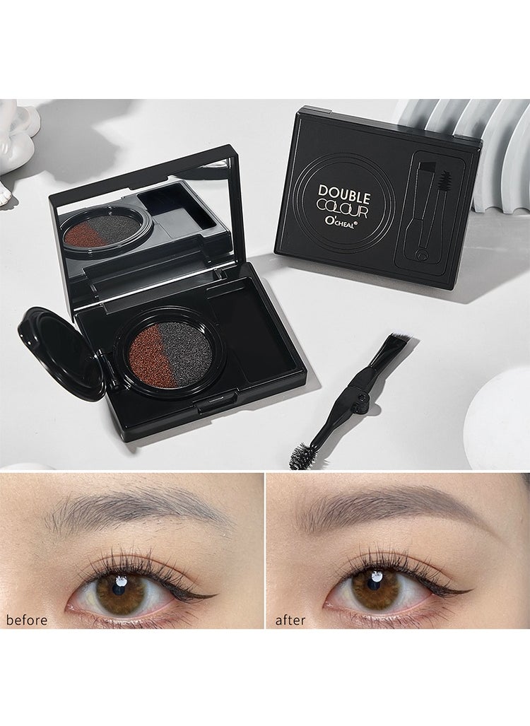 OCHEAL Double Colour-Air Cushion Eyebrow Cream, 2 Color Luxury Brow Powder, Eyebrow Shaping For Full Thick Arches, for Eye Makeup, Shaping and Defining Eyebrows, with Brush  - Image 5