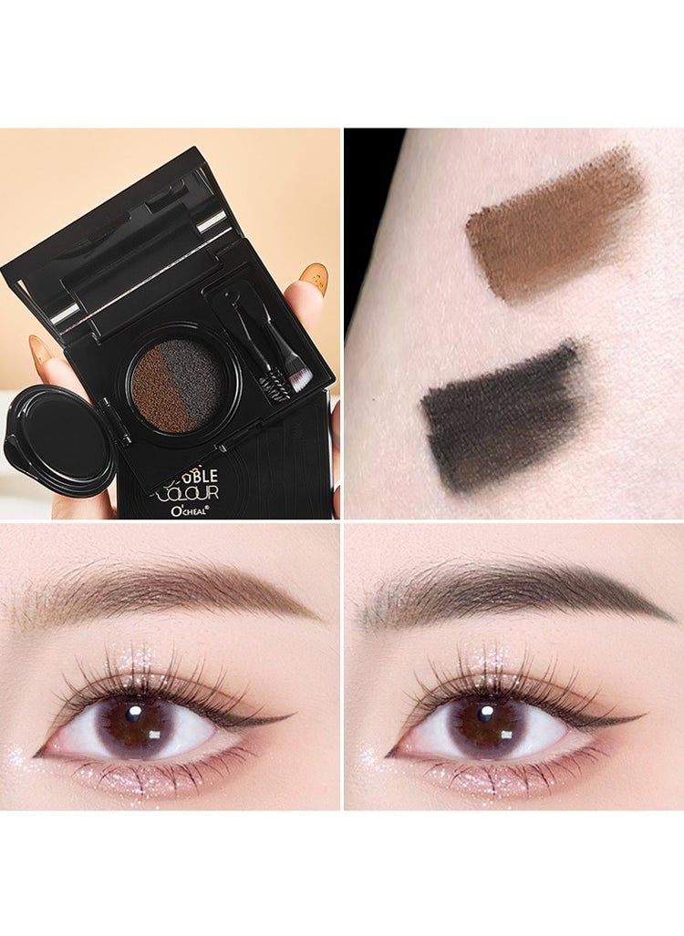 OCHEAL - Double Colour-Air Cushion Eyebrow Cream, 2 Color Luxury Brow Powder, Eyebrow Shaping For Full Thick Arches, for Eye Makeup, Shaping and Defining Eyebrows, with Brush - Image 1