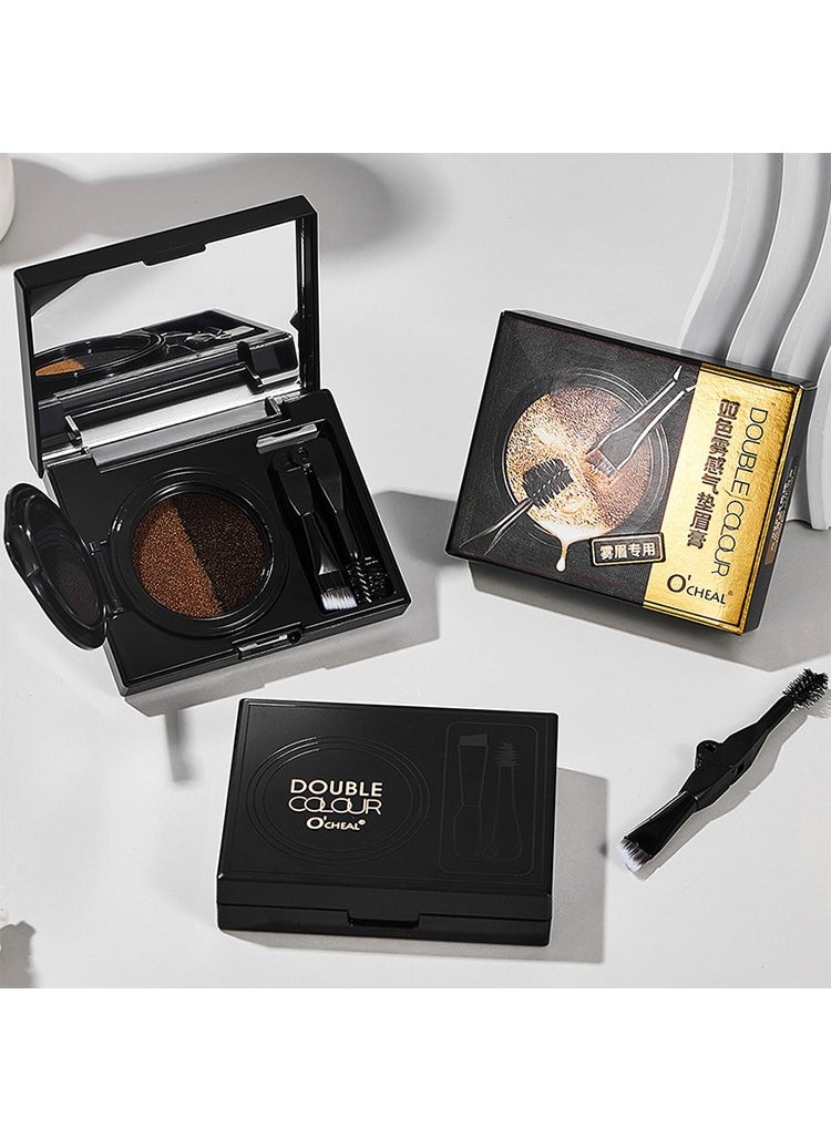 OCHEAL - Double Colour-Air Cushion Eyebrow Cream, 2 Color Luxury Brow Powder, Eyebrow Shaping For Full Thick Arches, for Eye Makeup, Shaping and Defining Eyebrows, with Brush - Image 1