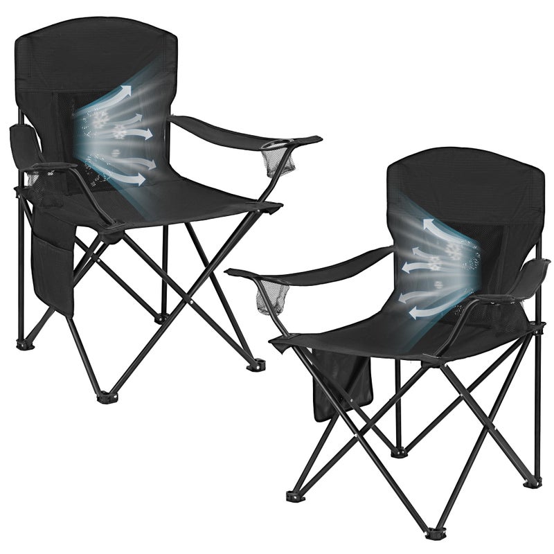 WEIDIORME 2 Pack Camping Chairs with Fan, Lightweight Camp Chair 300LBS Portable Foldable Chairs for Adults & Teens, Compact with Carry Bag for Camping, Beach, Picnics, Outdoor - Image 1