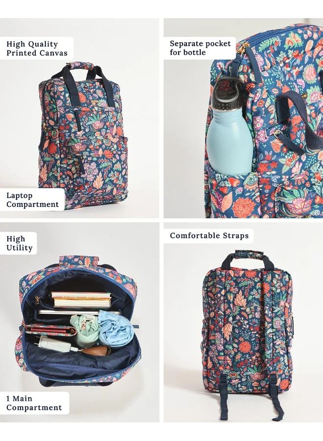Chumbak Chumbak Explorer Backpack - Batik Bloom, Navy, M, Asian