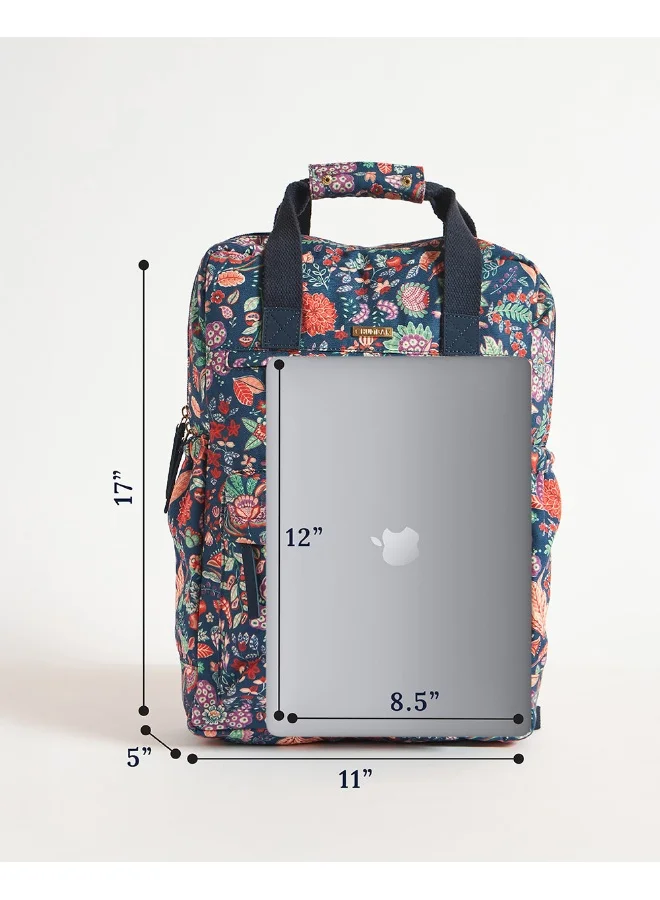 Chumbak Chumbak Explorer Backpack - Batik Bloom, Navy, M, Asian