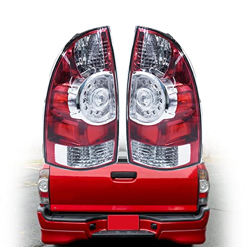 munirater Rear Tail Brake Lights Red Clear Replacement for Tacoma 2005-2015 Left and Right Side Tail Lights - Image 1