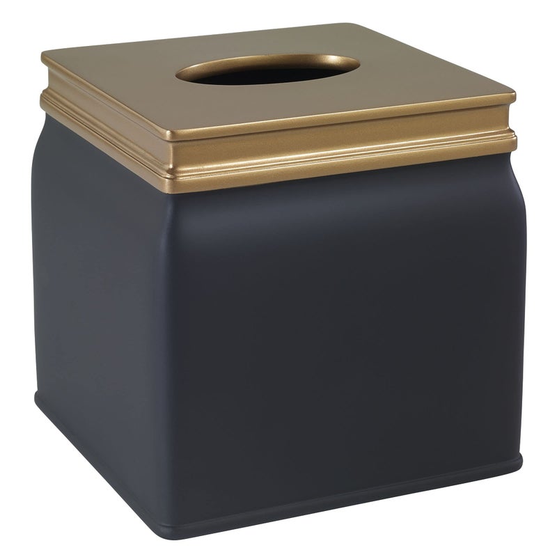 Avanti Linens غطاء صندوق المناديل من أفانتي - أساسيات الحمام للضيوف - ديكور منزلي عصري - مجموعة ممفيس - أسود