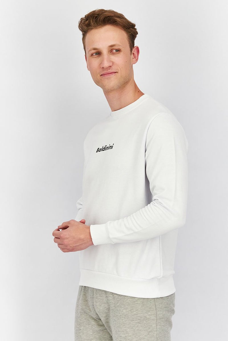 Baldinini Men Crew Neckline Brand Logo Brand Logo Sweatshirt, White - Image 4