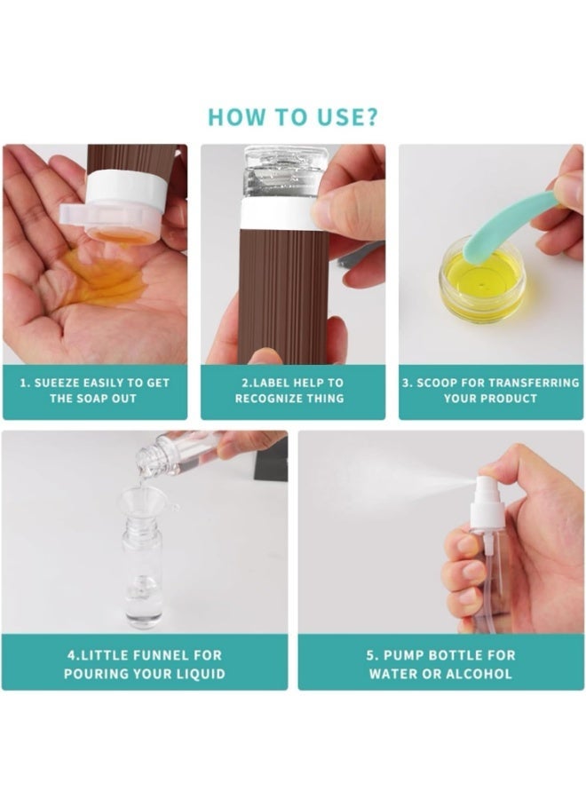 Arabest 18 Pack Travel Bottles Set, TSA Approved Leak Proof Silicone Squeezable Containers for Toiletries, Refillable Travel Accessories for Conditioner, Shampoo, Lotion & Body Wash Accessories - Image 4