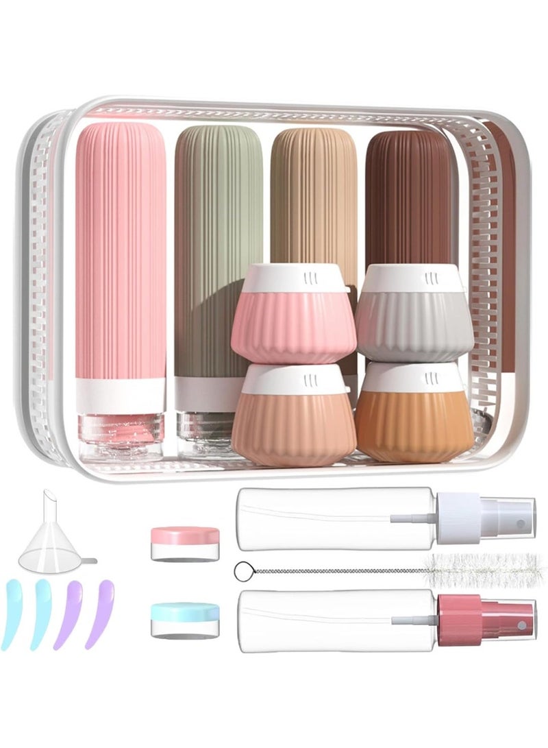 Arabest 18 Pack Travel Bottles Set, TSA Approved Leak Proof Silicone Squeezable Containers for Toiletries, Refillable Travel Accessories for Conditioner, Shampoo, Lotion & Body Wash Accessories - Image 1