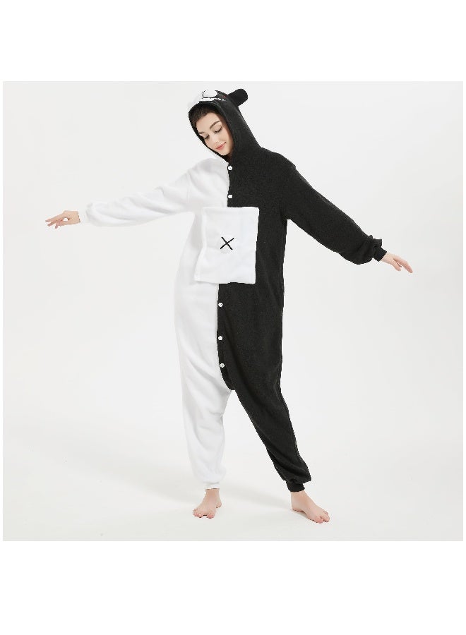 Adult Stitch Onesie Pajamas Cartoon Bear Animal Bodysuit Cosplay Costumes Unisex Teenagers Party Wear Costume Black and White Sleepwear Loose Size M  - Image 1