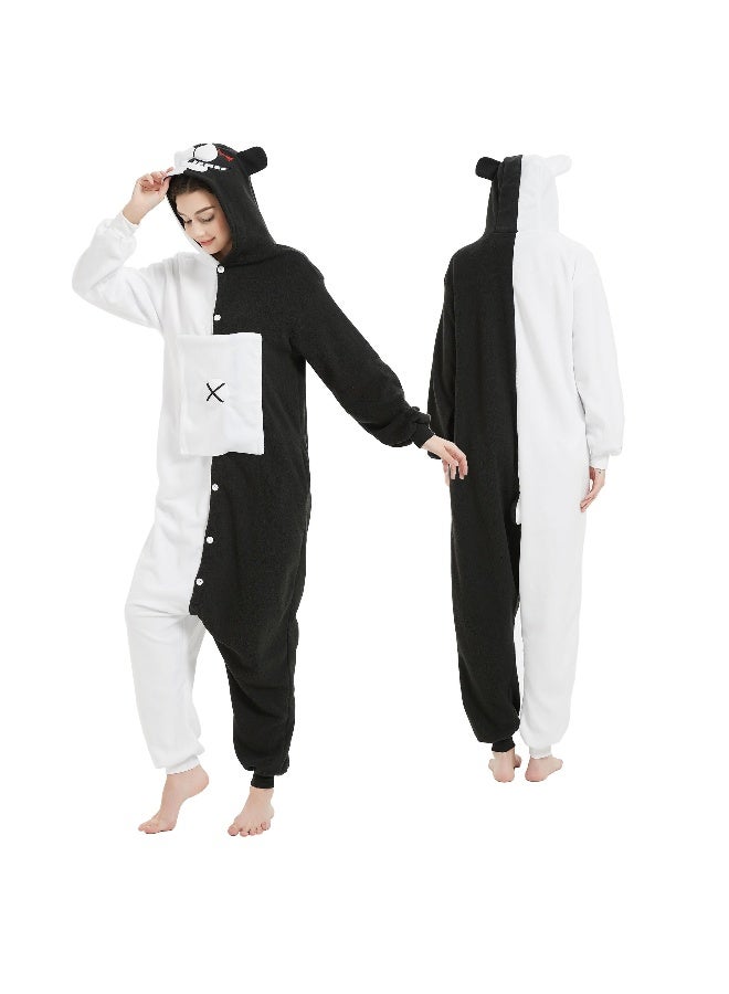 Adult Stitch Onesie Pajamas Cartoon Bear Animal Bodysuit Cosplay Costumes Unisex Teenagers Party Wear Costume Black and White Sleepwear Loose Size M  - Image 2
