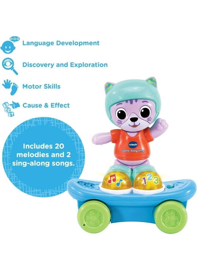 VTech Skate-Along Kitty, Interactive Baby Toy with Lights & Music, Pull Back Gift for Infants 6, 9, 12 months +, English version - Image 2
