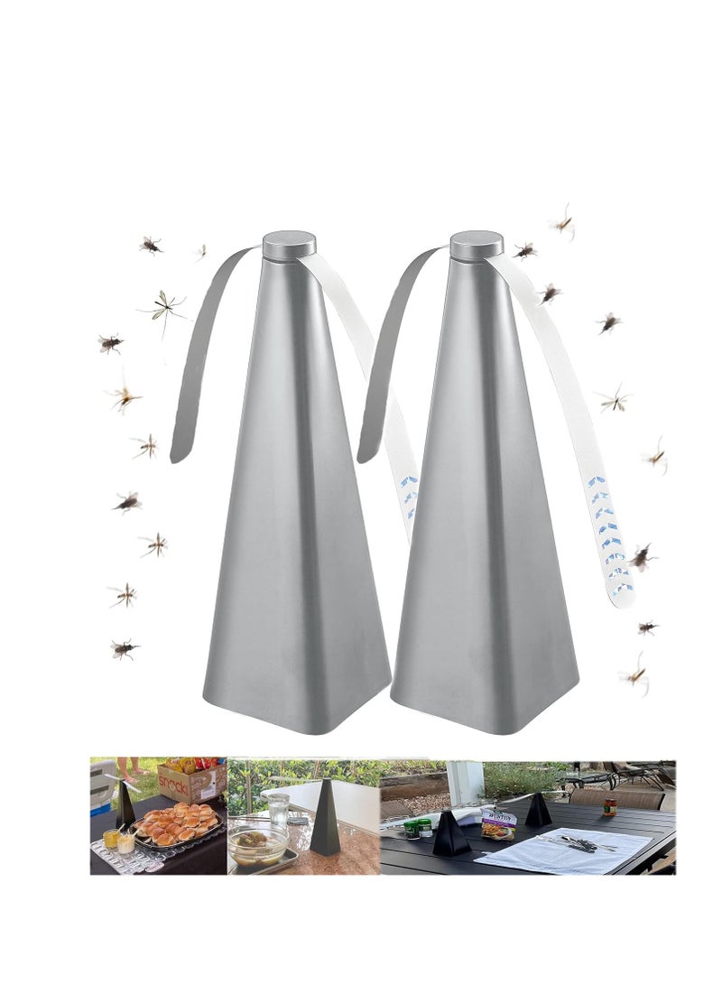 Excefore Fly Repellent Fan, Eco-Friendly Fly Insect Mosquito Repellent Fan, Keep Flies Bugs away from Food for Outdoor Table, Lightweight Portable, Camping Meal Home Hotel Restaurant (Silver 2 PCS) - Image 1