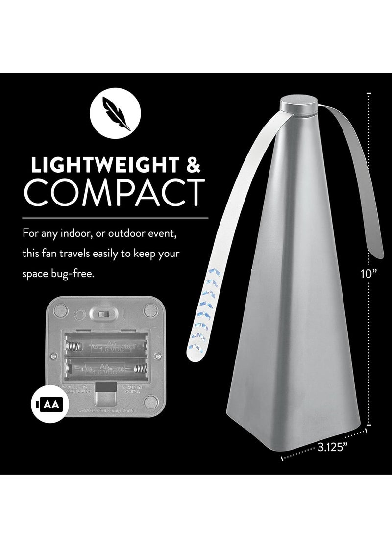 Excefore Fly Repellent Fan, Eco-Friendly Fly Insect Mosquito Repellent Fan, Keep Flies Bugs away from Food for Outdoor Table, Lightweight Portable, Camping Meal Home Hotel Restaurant (Silver 2 PCS) - Image 3